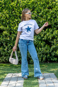 Jeans Glith Flare Bordado c/Desflecado Azul Niña Cacao