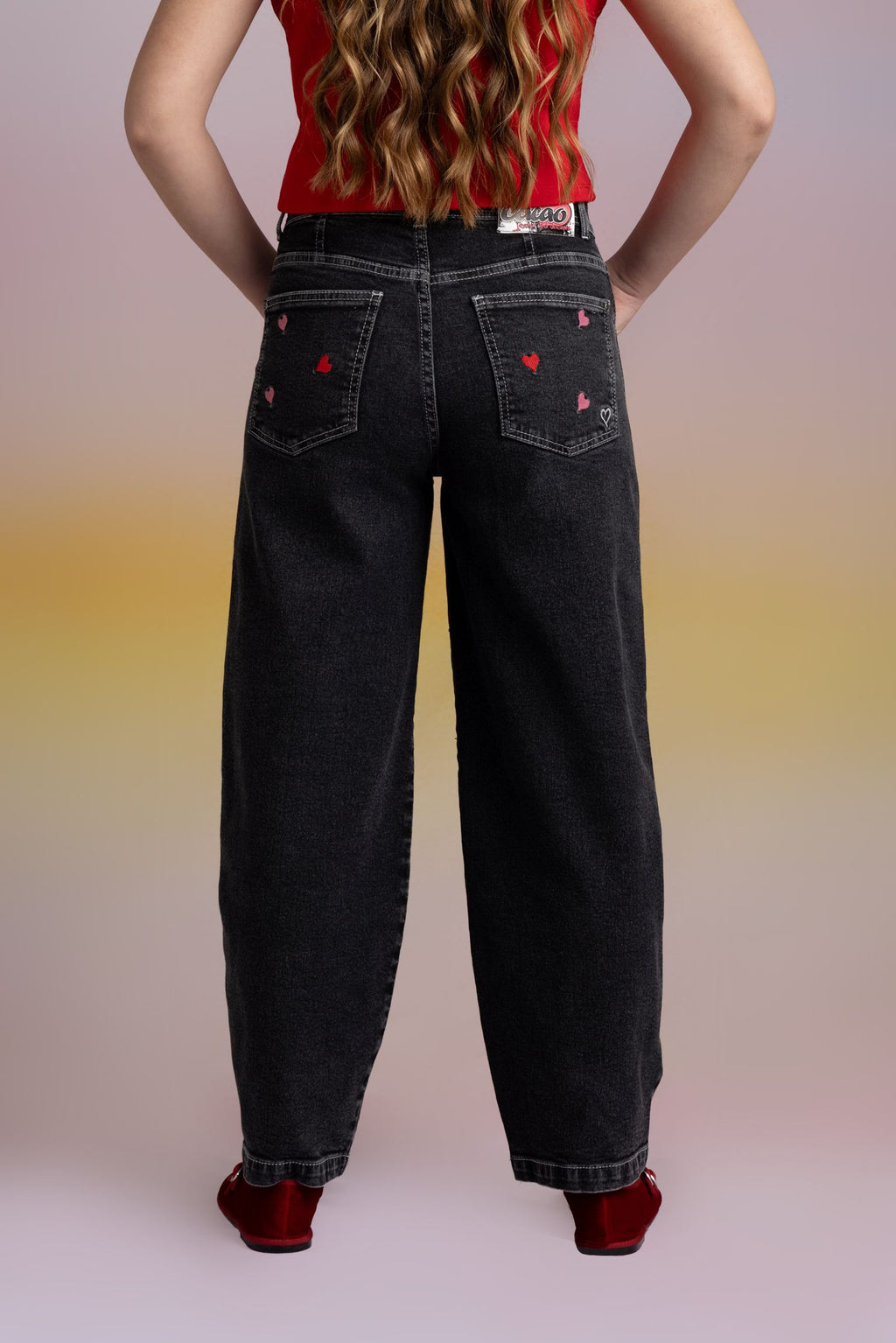 Jeans Monett Balloon Corazones Negro Cacao
