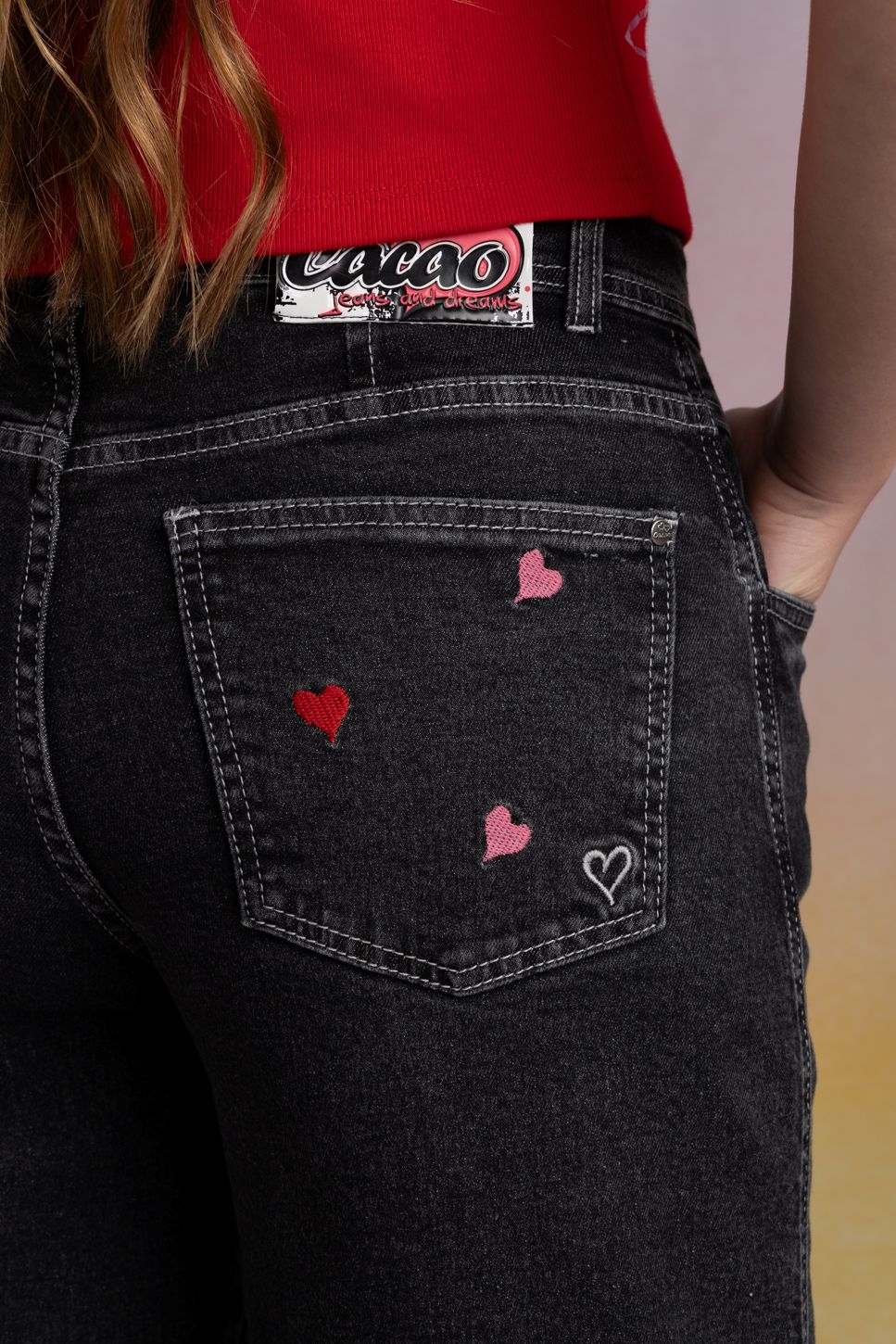 Jeans Monett Balloon Corazones Negro Cacao