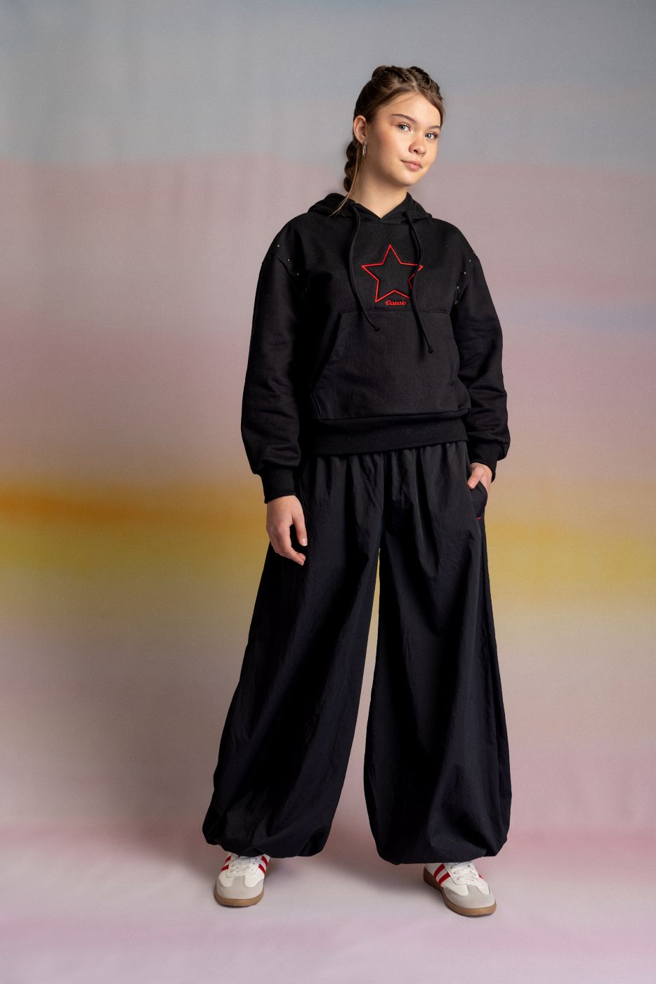 Pantalón Coruña Balloon Pretina Elasticada Negro Cacao