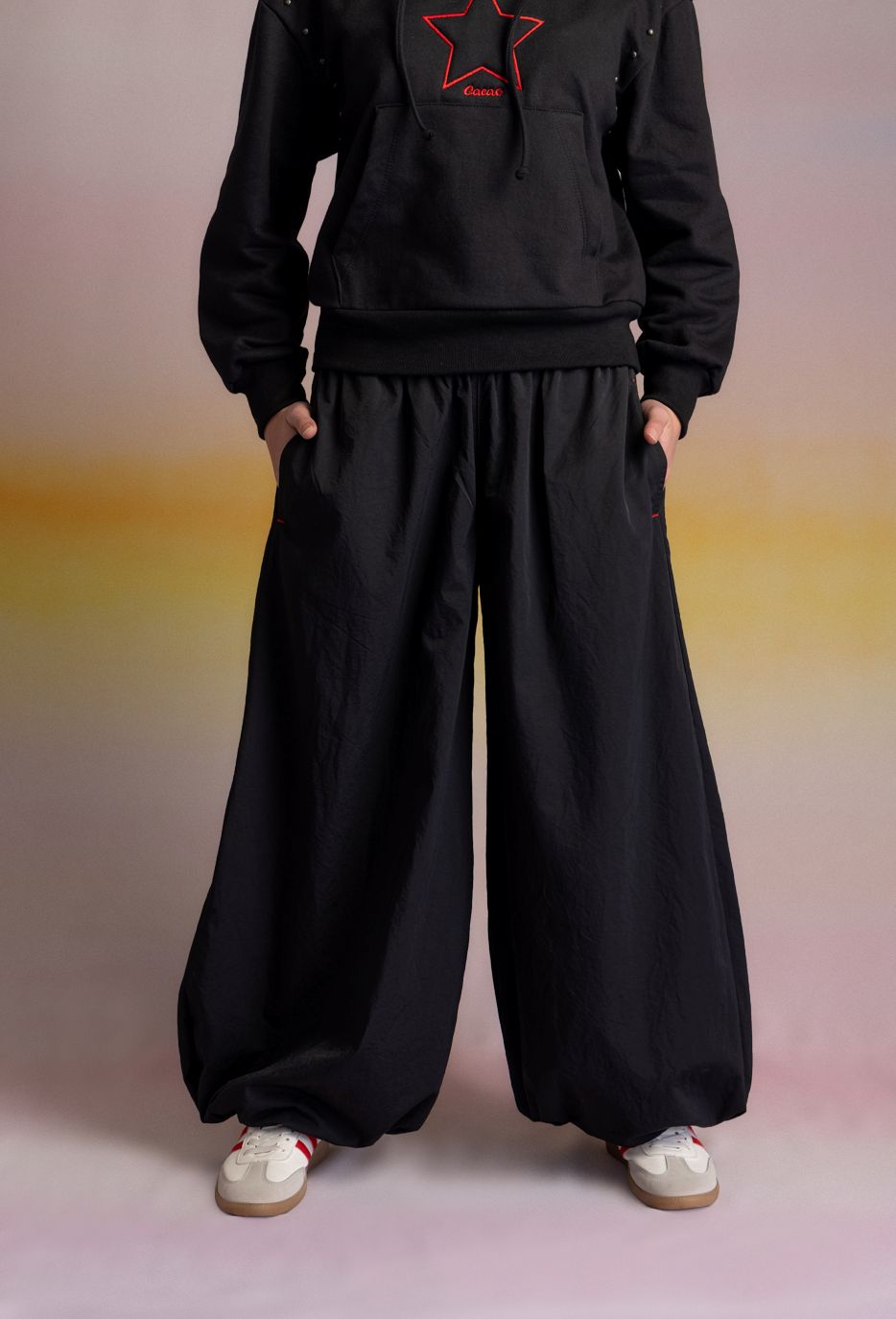 Pantalón Coruña Balloon Pretina Elasticada Negro Cacao