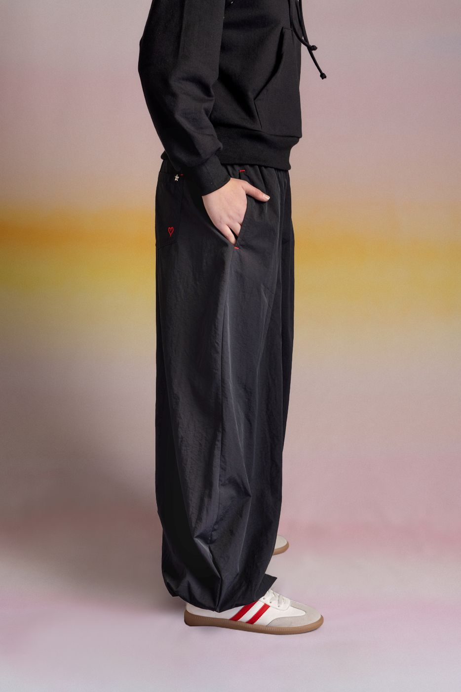 Pantalón Coruña Balloon Pretina Elasticada Negro Cacao